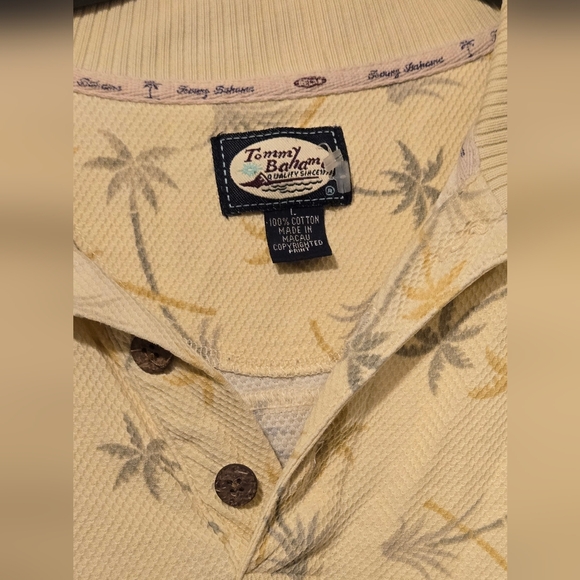 Tommy Bahama Cream & Yellow Palm Tree Print Shirt SzL - Picture 5 of 5